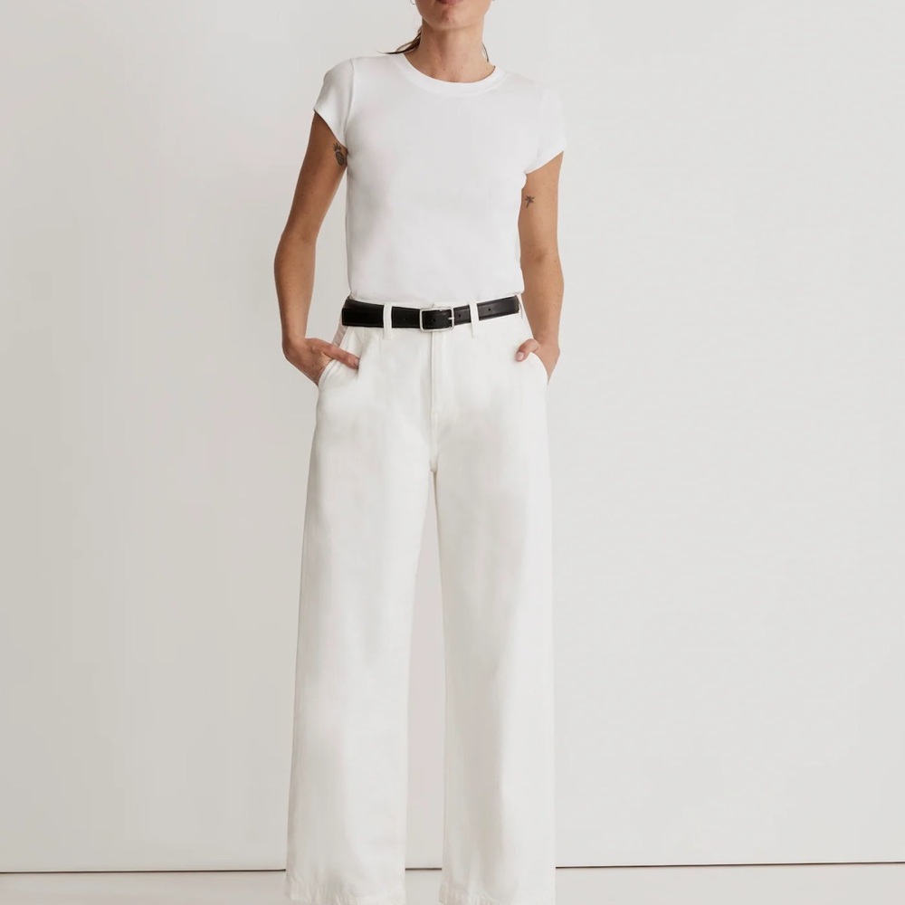Madewell Harlow White Baggy Straight Pants